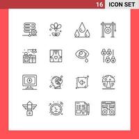 Universal Icon Symbols Group of 16 Modern Outlines of living sound drops music gong Editable Vector Design Elements