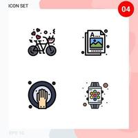 4 Creative Icons Modern Signs and Symbols of bicycle hand heart graphic hand spa Editable Vector Design Elements
