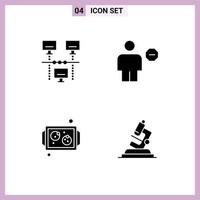 Mobile Interface Solid Glyph Set of 4 Pictograms of connection baking technology body cooking Editable Vector Design Elements