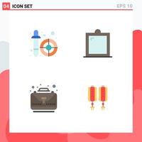 Pack of 4 Modern Flat Icons Signs and Symbols for Web Print Media such as color picker case pipette interior bag Editable Vector Design Elements