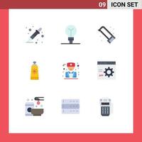 9 Universal Flat Colors Set for Web and Mobile Applications browser male plumber doctor sunblock Editable Vector Design Elements