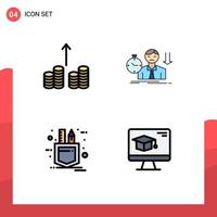 Universal Icon Symbols Group of 4 Modern Filledline Flat Colors of cash pocket failure depression sketch Editable Vector Design Elements