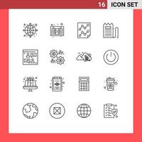16 iconos creativos signos y símbolos modernos de análisis de facturas de precios informe de comercio elementos de diseño de vectores editables