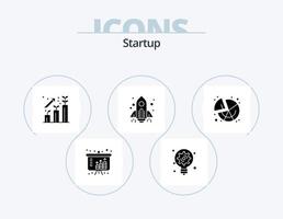 Startup Glyph Icon Pack 5 Icon Design. pie. launch. business. startup. rocket vector