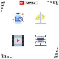 Pictogram Set of 4 Simple Flat Icons of bottle film rx imagination play Editable Vector Design Elements