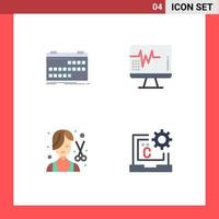Group of 4 Flat Icons Signs and Symbols for calendar barber release heartbeat fashion Editable Vector Design Elements