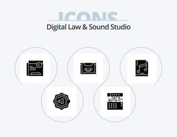 ley digital y estudio de sonido glifo icono paquete 5 diseño de iconos. computadora. cubierta. restricción. compacto. audio vector