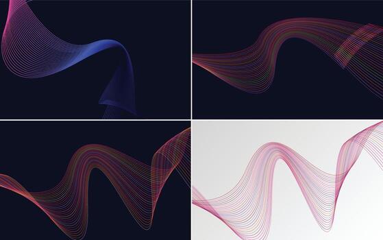 Collection of geometric minimal lines pattern set vector