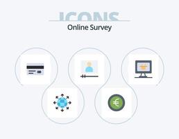 Online Survey Flat Icon Pack 5 Icon Design. cart. monitor. card. mp. player vector