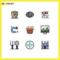 Universal Icon Symbols Group of 9 Modern Filledline Flat Colors of cart right dollar u turn arrow Editable Vector Design Elements