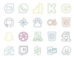 20 Social Media Icon Pack Including houzz inbox lastfm fiverr amd vector