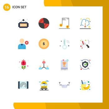 paquete de iconos de vectores de stock de 16 signos y símbolos de línea para que el usuario elimine el servidor de audio descargar paquete editable de elementos de diseño de vectores creativos