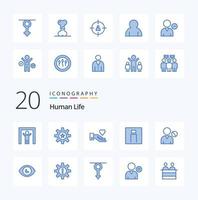 20 Human Blue Color icon Pack like gender user hand person man vector