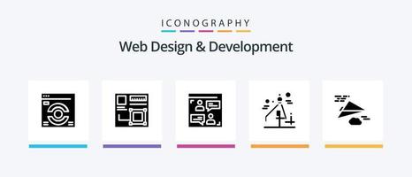 Web Design And Development Glyph 5 Icon Pack Including graphic design . digital . designer. chat. Creative Icons Design vector