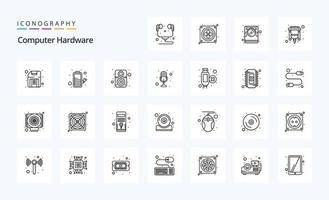 paquete de iconos de línea de hardware de 25 computadoras vector