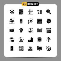 grupo de símbolos de iconos universales de 25 glifos sólidos modernos de ahorro de moneda estacionaria en dólares que dibujan elementos de diseño vectorial editables vector