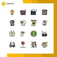 Set of 16 Modern UI Icons Symbols Signs for decoration card bag network folder Editable Creative Vector Design Elements