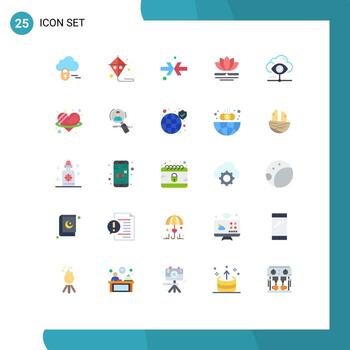 25 User Interface Flat Color Pack of modern Signs and Symbols of share view shrink vision chinese Editable Vector Design Elements