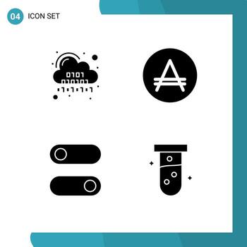 4 Universal Solid Glyphs Set for Web and Mobile Applications binary control digital argentina toggle Editable Vector Design Elements