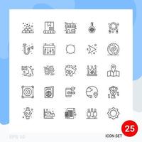 Modern Set of 25 Lines and symbols such as rope target market store lab flask Editable Vector Design Elements