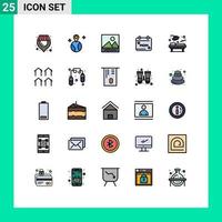 Set of 25 Modern UI Icons Symbols Signs for district room photos medical love Editable Vector Design Elements