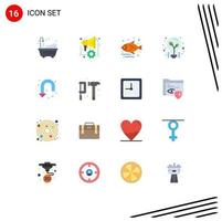 Modern Set of 16 Flat Colors Pictograph of u turn arrow food tips light Editable Pack of Creative Vector Design Elements