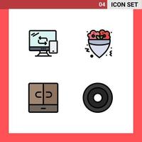 Modern Set of 4 Filledline Flat Colors Pictograph of computing decor transfer meal interior Editable Vector Design Elements