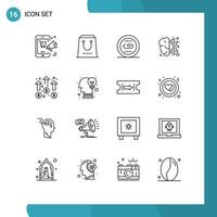 16 Creative Icons Modern Signs and Symbols of gear brain package search media Editable Vector Design Elements