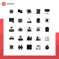 Pack of 25 creative Solid Glyphs of devices admin graphic survey audit Editable Vector Design Elements