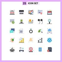 25 User Interface Flat Color Pack of modern Signs and Symbols of computers online design economy security Editable Vector Design Elements