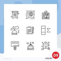 9 User Interface Outline Pack of modern Signs and Symbols of business security address cyber gdpr Editable Vector Design Elements