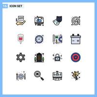 Group of 16 Flat Color Filled Lines Signs and Symbols for test disable software pollution co Editable Creative Vector Design Elements