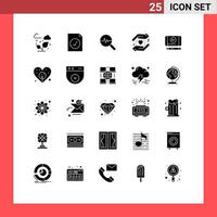 25 User Interface Solid Glyph Pack of modern Signs and Symbols of earth achieve info graphics best grade safe Editable Vector Design Elements