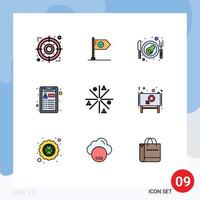 Modern Set of 9 Filledline Flat Colors and symbols such as achievement job goal cv breakfast Editable Vector Design Elements