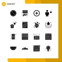 Modern Set of 16 Solid Glyphs Pictograph of unlocked human private body user Editable Vector Design Elements