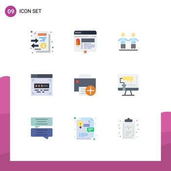 grupo de símbolos de iconos universales de 9 colores planos modernos de computadoras grupo de codificador de lápiz de desarrollo frontal elementos de diseño vectorial editables vector