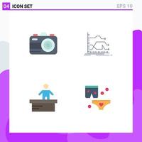 User Interface Pack of 4 Basic Flat Icons of camera desk arrows market worker Editable Vector Design Elements