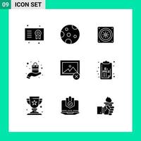 Group of 9 Solid Glyphs Signs and Symbols for photo delete computer sell presentation Editable Vector Design Elements