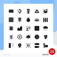 Editable Vector Line Pack of 25 Simple Solid Glyphs of business pestle farming mortar computing Editable Vector Design Elements