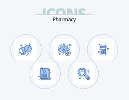 paquete de iconos azul de farmacia 5 diseño de iconos. farmacia. calcio. salud. hierba. médico vector