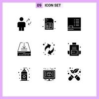 paquete de iconos de vector de stock de 9 signos y símbolos de línea para flechas de recursos bandeja de pizarra elementos de diseño de vector editables de correo electrónico