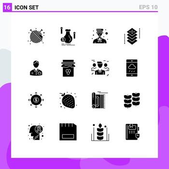 16 Universal Solid Glyphs Set for Web and Mobile Applications layers design stock coding people Editable Vector Design Elements