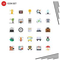 25 Thematic Vector Flat Colors and Editable Symbols of bulb graph magnifying office graph analysis power Editable Vector Design Elements