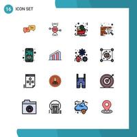 Universal Icon Symbols Group of 16 Modern Flat Color Filled Lines of basket tool carriage construction sledge Editable Creative Vector Design Elements