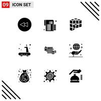 Pictogram Set of 9 Simple Solid Glyphs of calculator money coin treadmill gym Editable Vector Design Elements