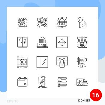 16 contornos universales establecidos para aplicaciones web y móviles ducha plomero campana clave elementos de diseño vectorial editables de Internet vector