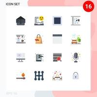 Universal Icon Symbols Group of 16 Modern Flat Colors of maker coffee layout appliances cleaning Editable Pack of Creative Vector Design Elements