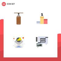 Pictogram Set of 4 Simple Flat Icons of bag email marketing punching achievement secure Editable Vector Design Elements