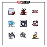 Universal Icon Symbols Group of 9 Modern Filledline Flat Colors of internet data thanksgiving spring dragons Editable Vector Design Elements