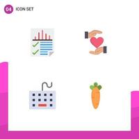 4 Creative Icons Modern Signs and Symbols of data love report give devices Editable Vector Design Elements